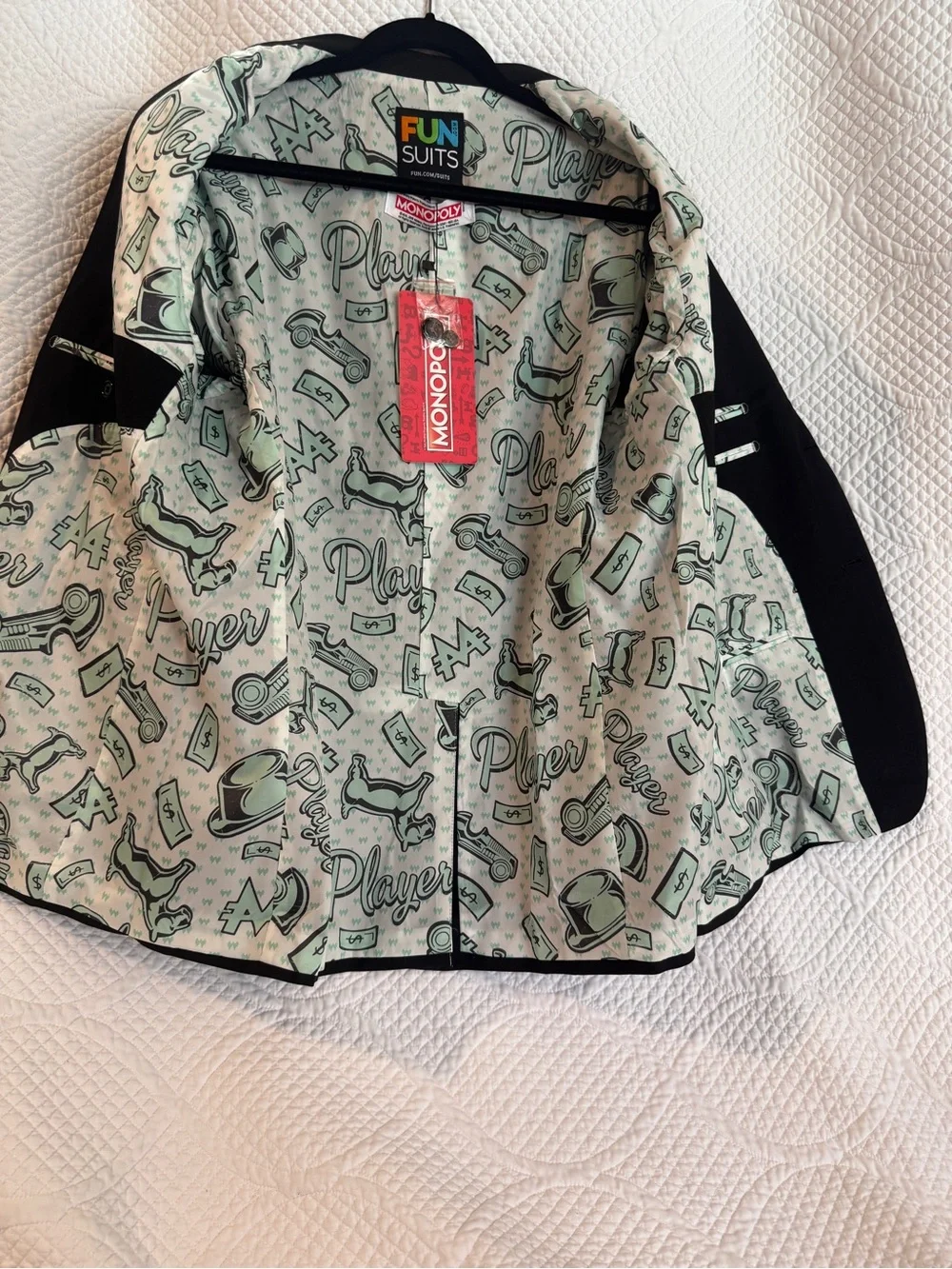Fun Suits Monopoly Black Blazer Jacket Men’s 48R Hasbro Gaming Party Suit